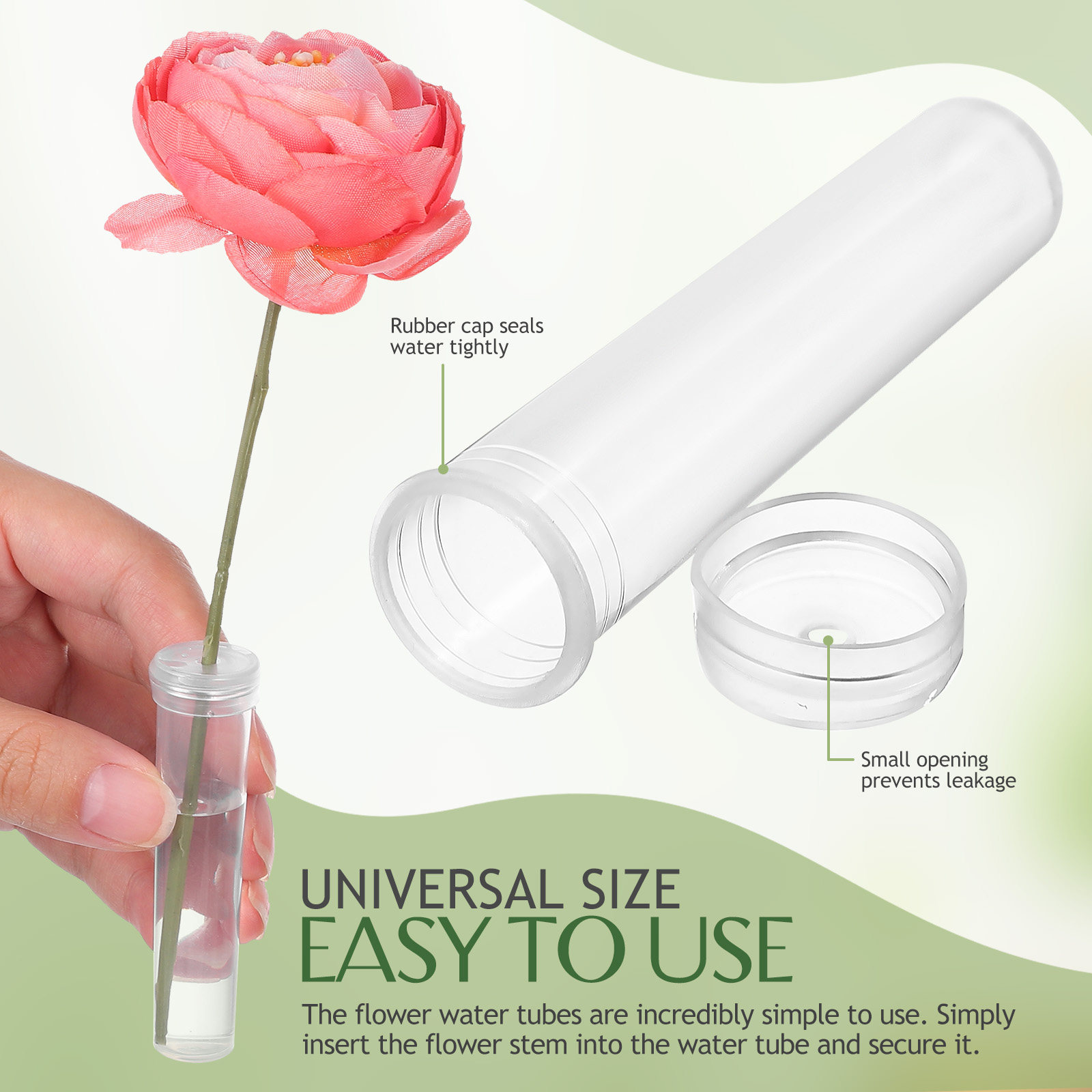 100Pcs Flower Water Tubes Leak - Stem Extender Tube reseña y precio
