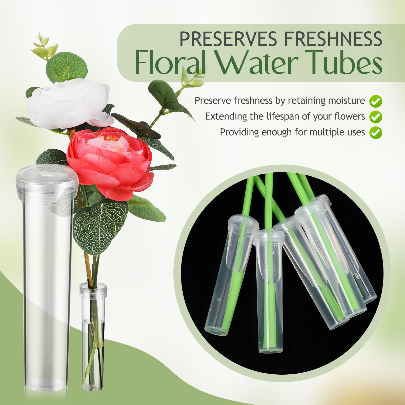 100Pcs Flower Water Tubes Leak - Stem Extender Tube reseña y precio